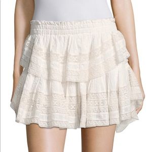 LoveShackFancy Women's White Ruffle Mini Skirt
